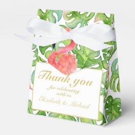 Caja Para Regalos Palm Flamingo Tropical hojas verde rosado GRACIAS