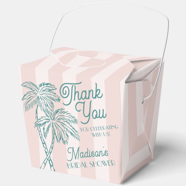 Caja Para Regalos Palm rosa Primavera Pastel Beach Ducha de novias (Anverso)
