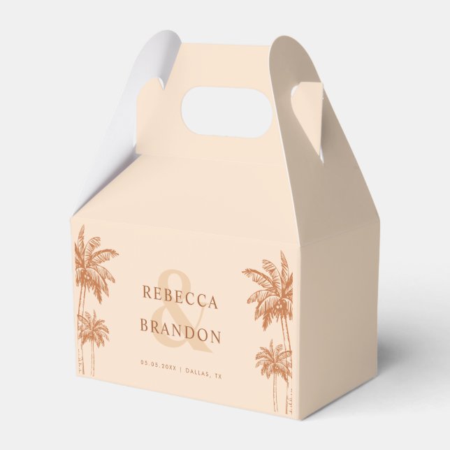 Caja Para Regalos Palm Trees Terracotta Boho Beach Nombres Boda (Front Side)