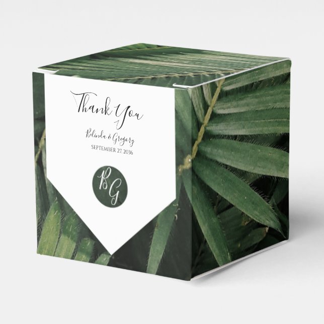 Caja Para Regalos Palm tropical deja Boda de vegetación (Costado Anverso)