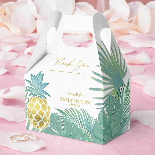 Caja Para Regalos Palmeras de piña tropical dulce 16 ID922 (Boda)
