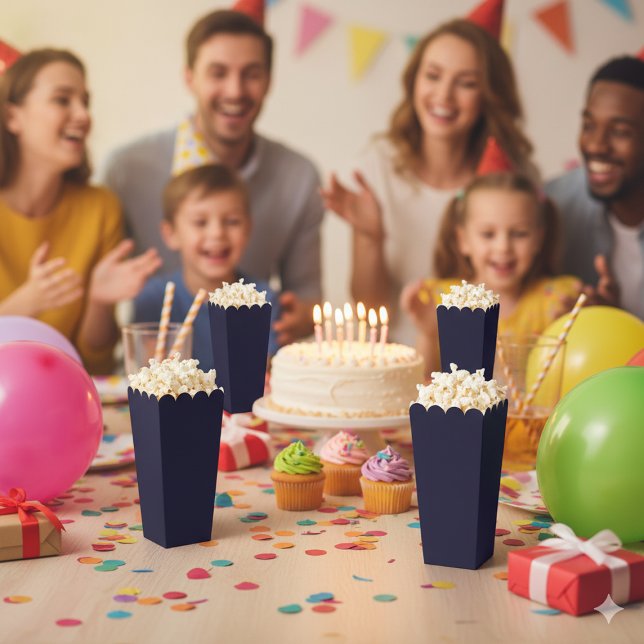Caja Para Regalos Palomitas de maíz azules navy personalizables simp (Navy Blue Simple Attractive Popcorn Favor Boxes)