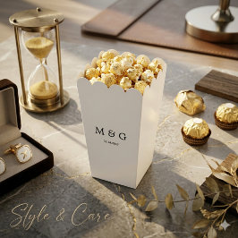 Caja Para Regalos Palomitas de maíz con monograma personalizado y sí