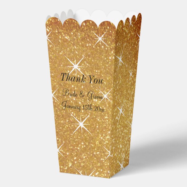 Caja Para Regalos Palomitas de palomitas de purpurina dorado (Anverso)