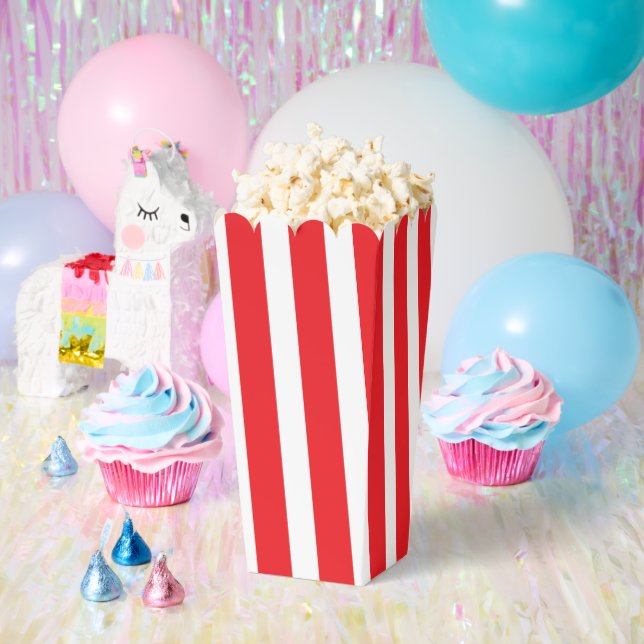 Caja Para Regalos Palomitas de rayas rojas y blancas clásicas (Fiesta)