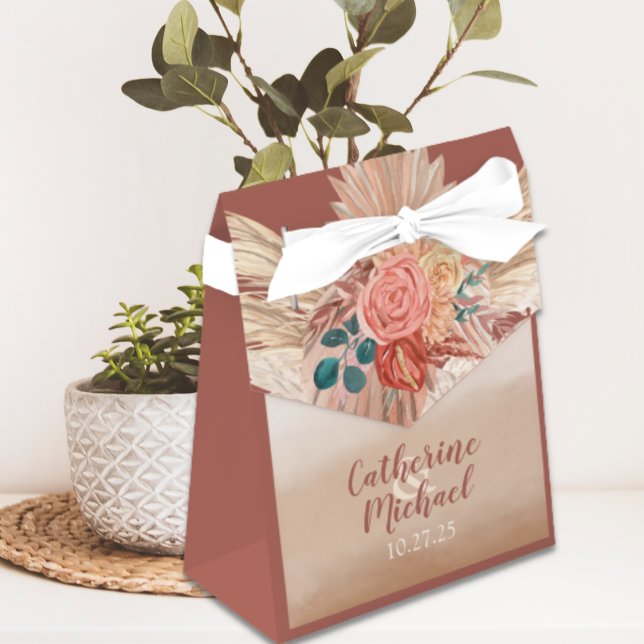 Caja Para Regalos Pampas Grass Floral Terracotta Boho Moda Boda (Subido por el creador)