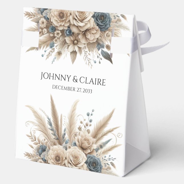 Caja Para Regalos Pampas Grass Simple & Elegant Moder Wedding ScrIpt (Reverso )