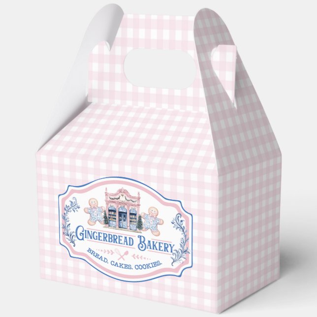 Caja Para Regalos Panadería Pink Gingham Gingerbread (Anverso)