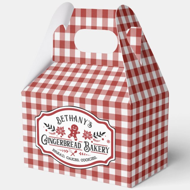 Caja Para Regalos Panadería Red Gingham Gingerbread (Anverso)