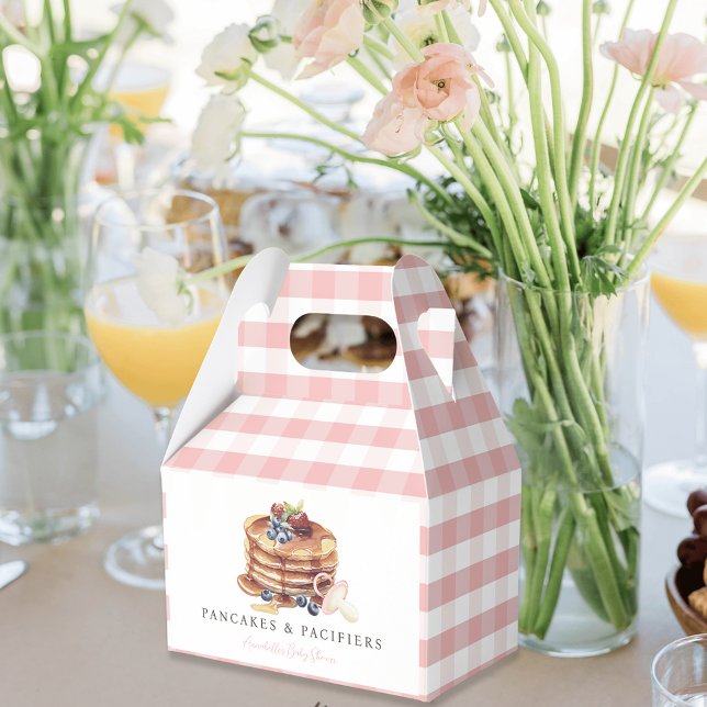 Caja Para Regalos Pancakes & Pacifiers Pink Gingham Girl Baby Shower (Subido por el creador)