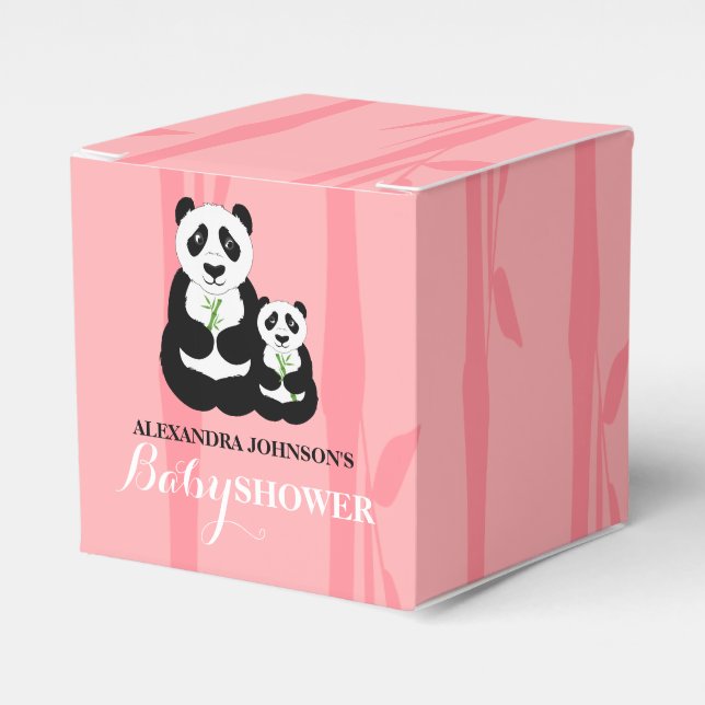 Caja Para Regalos Panda Chica Baby Shower Pink (Costado Anverso)