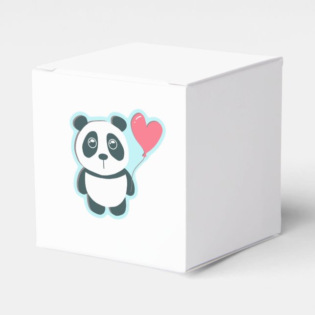 Caja Para Regalos Panda con globo cardíaco (Costado Anverso)