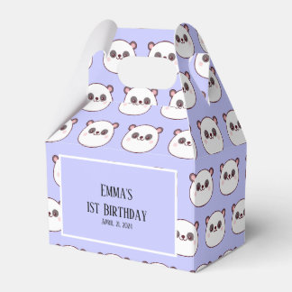 Caja Para Regalos Panda Kawaii 1er cumpleaños morado