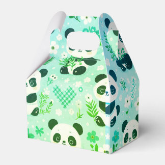 Caja Para Regalos Panda Patrón de oso Impresión verde