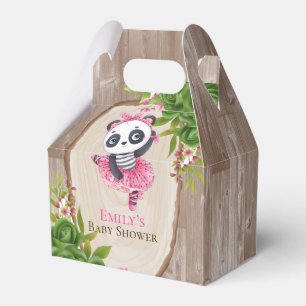 Caja Para Regalos Panda Pink Tutu Wood Chica Baby Shower