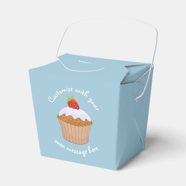 Caja Para Regalos Panecillo de fresa azul con texto personalizado (Front Side)
