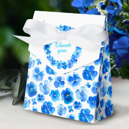 Caja Para Regalos Pansies azul floral acuarela arte de agradecimient