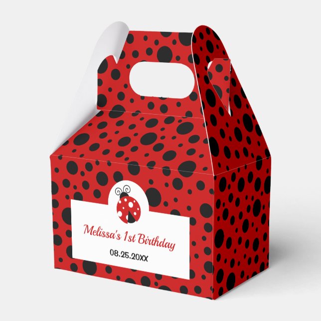 Caja Para Regalos Pañuelo Red Black Polka Dots Kids Cumpleaños (Reverso)