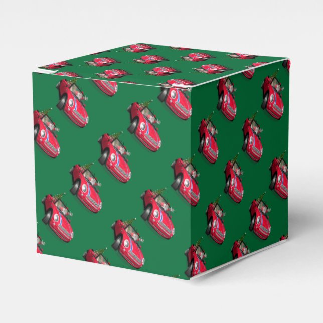Caja Para Regalos Papá Noel conduciendo un mini (Costado Anverso)