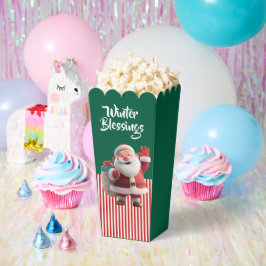Caja Para Regalos Papá Noel de dibujos animados agitando con alegría
