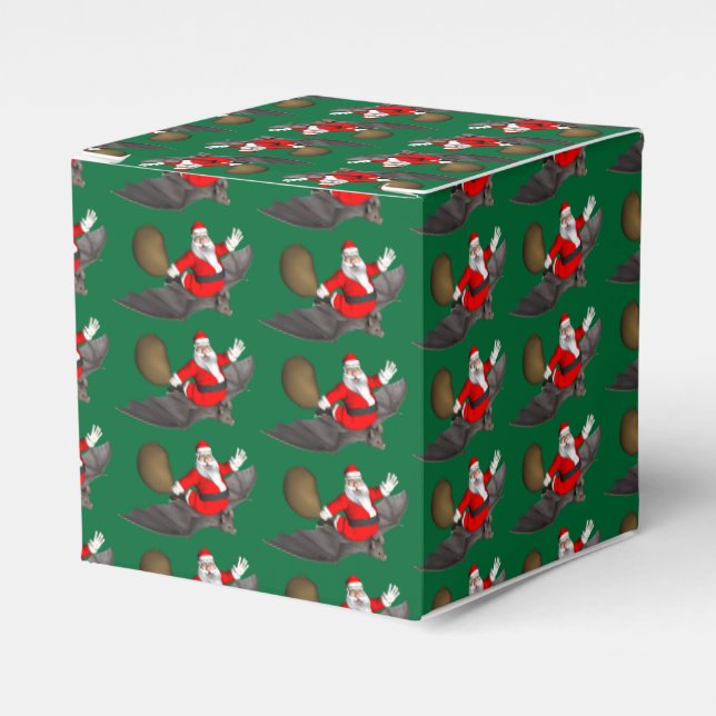 Caja Para Regalos Papá Noel Volando Al Bate (Costado Anverso)