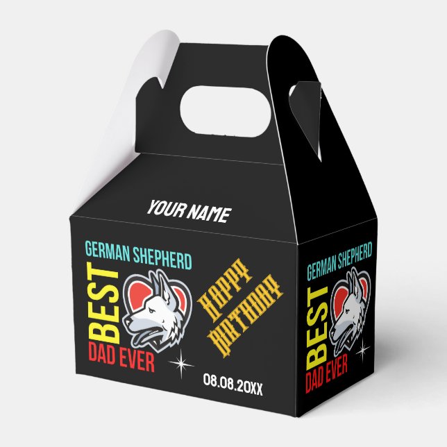 Caja Para Regalos Papá pastor alemán, cumpleaños de papá perro (Front Side)