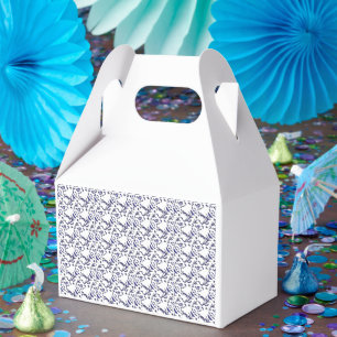 Caja Para Regalos Papel de envoltura azul y blanco con un gráfico