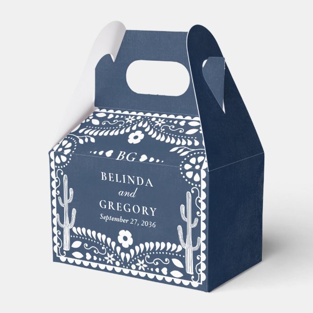 Caja Para Regalos Papel Picado Boda Mexican Rustic Blue Wedding (Front Side)