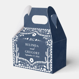 Caja Para Regalos Papel Picado Boda Mexicana Rústica Azul Boda