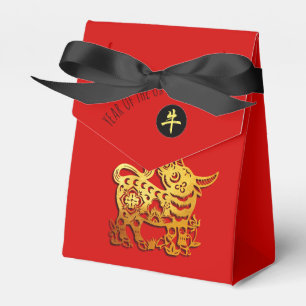 Caja Para Regalos Papel Rojo Golden Ox Papercut Año Nuevo Chino 202