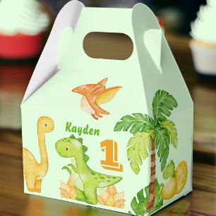 Caja Para Regalos Paquete fiesta personalizado de dinosaurios verdes