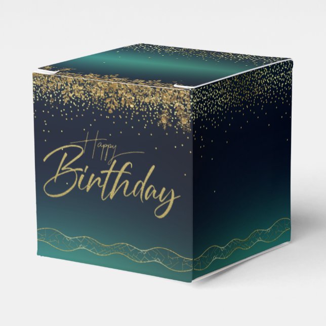 Caja Para Regalos  para cumple  turquesa degradado (Costado Anverso)