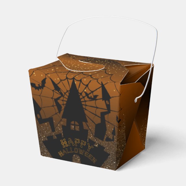 Caja Para Regalos para Halloween marrón con naranja (Front Side)