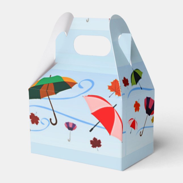 Caja Para Regalos Paraguas coloridos en azul (Front Side)