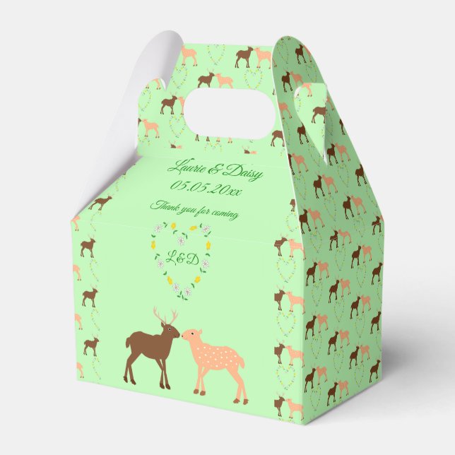 Caja Para Regalos Pareja de ciervos y boda personalizada de corazón  (Front Side)