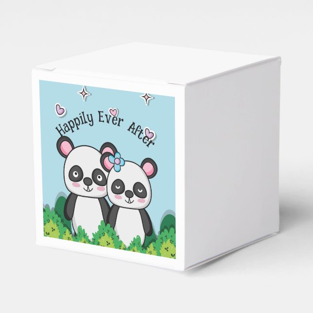 Caja Para Regalos Pareja de Pandas (Costado Anverso)