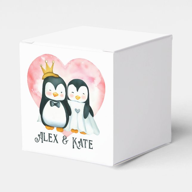 Caja Para Regalos pareja de pingüinos (Costado Anverso)