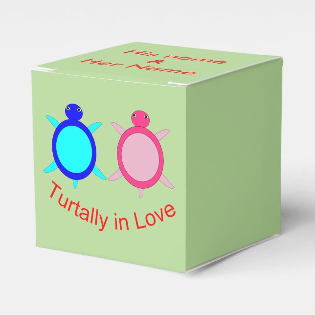 Caja Para Regalos Pareja de Tortugas Lindas Personalizadas (Costado Anverso)
