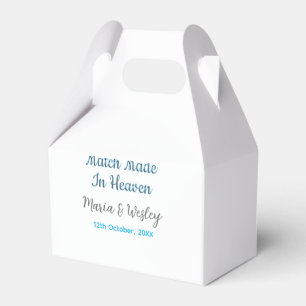 Caja Para Regalos Pareja hecha en el cielo nombre fecha pareja azul