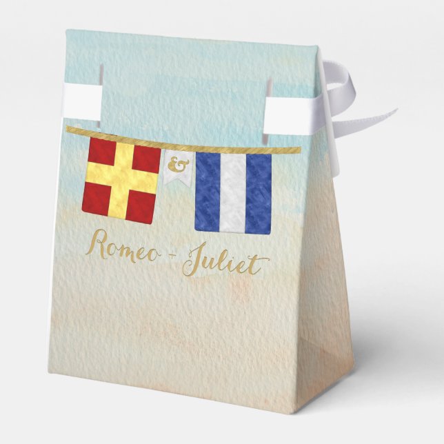 Caja Para Regalos Parejas Monograma Banderas de señalización marítim (Reverso)