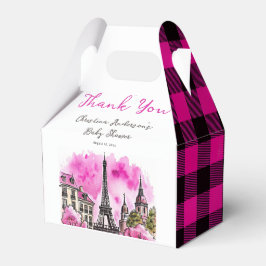 Caja Para Regalos París Francés Bonjour Bebe Black Baby Shower rosa