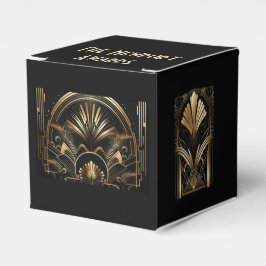 Caja Para Regalos Partido Art-Deco Negro y Oro favorece a la afición