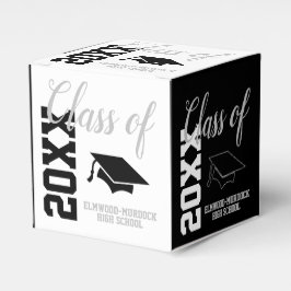 Caja Para Regalos Partido Clásico de Graduación en Blanco y Negro