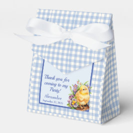 Caja Para Regalos Partido de Cumpleaños de Blue Gingham Checker