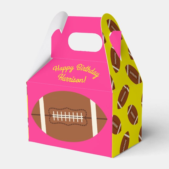 Caja Para Regalos Partido de cumpleaños de fútbol rosado (Front Side)