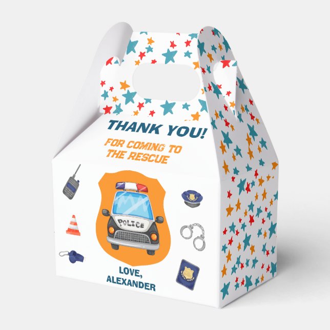 Caja Para Regalos Partido de Cumpleaños de la Policía (Front Side)