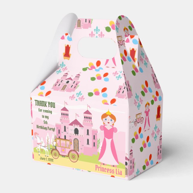 Caja Para Regalos Partido de Cumpleaños de la Princesa Real (Front Side)