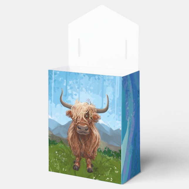 Caja Para Regalos Partido de Cumpleaños de la Vaca Highland (Abierto)