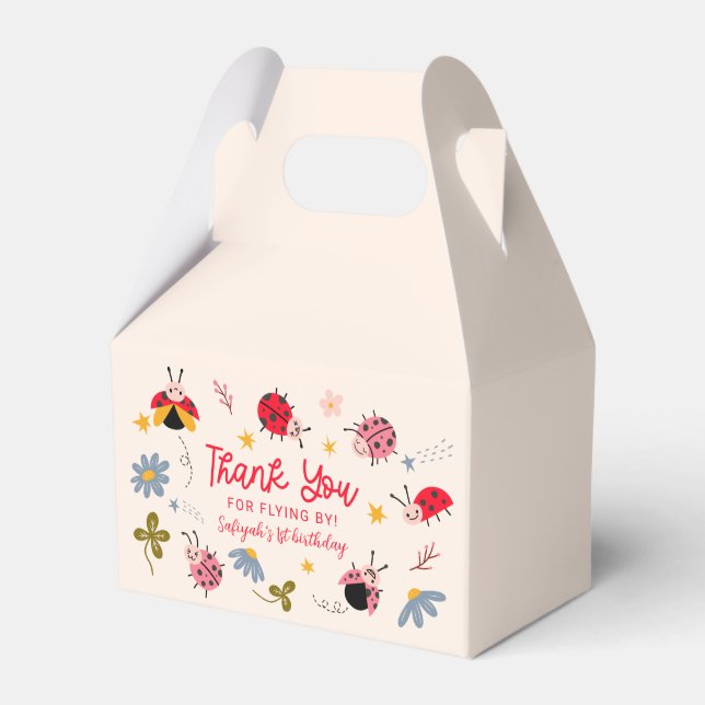 Caja Para Regalos Partido de Cumpleaños del Bug Rojo de Ladybug (Front Side)