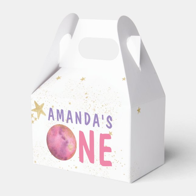 Caja Para Regalos Partido de Cumpleaños del Chica del Espacio Galaxy (Front Side)